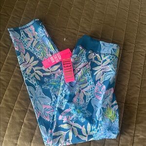 Lilly Pulitzer Blue and Pink Leaf Leggings